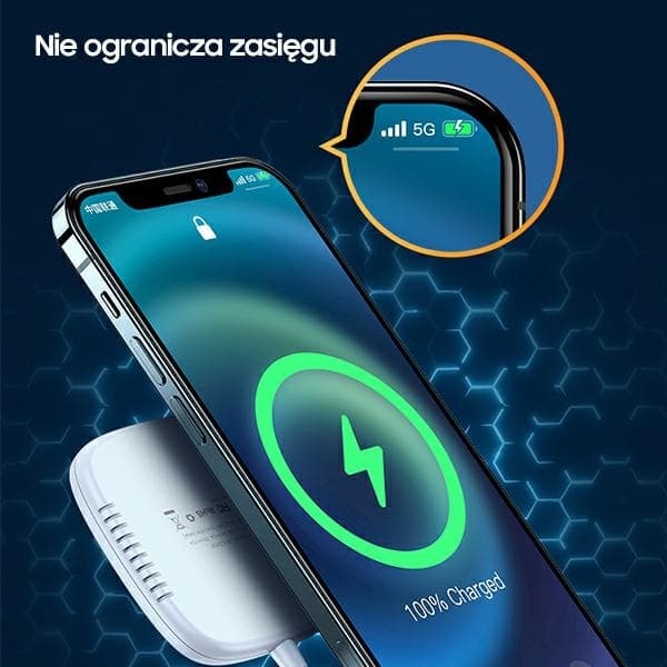 USAMS Induktionsoplader US-CD159 Magnetisk W1 15W iPhone 12 - Sort