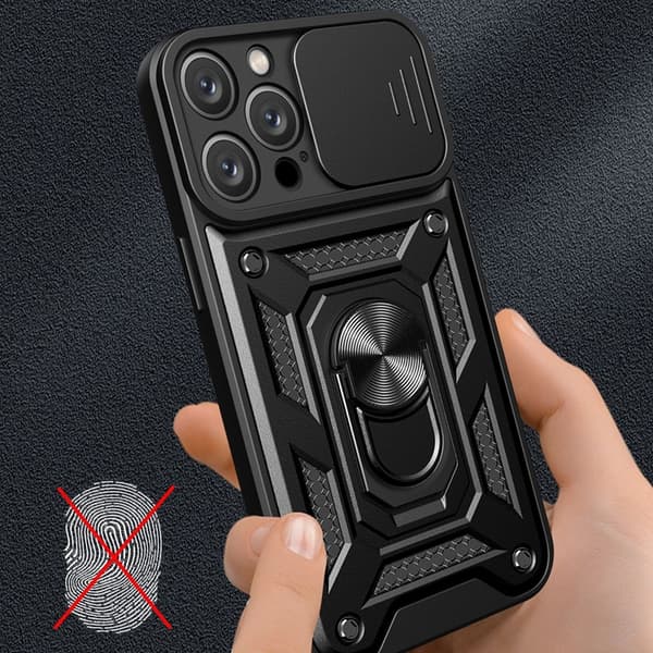 Telefontaske til iPhone 16 Pro Max Hybrid Armor Camshield - Sort