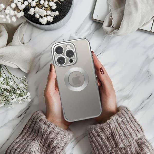 Telefontaske til iPhone 16e Glam - Sølv