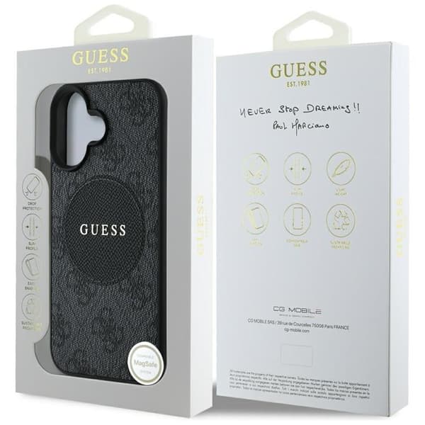 Guess telefontaske til iPhone 16 MagSafe 4G Circle - Sort