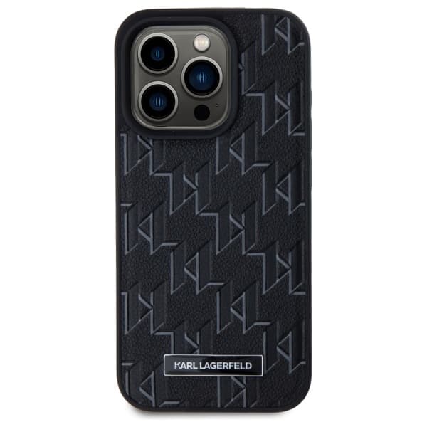 Karl Lagerfeld iPhone 15 Pro MagSafe Læder Monogram Sort