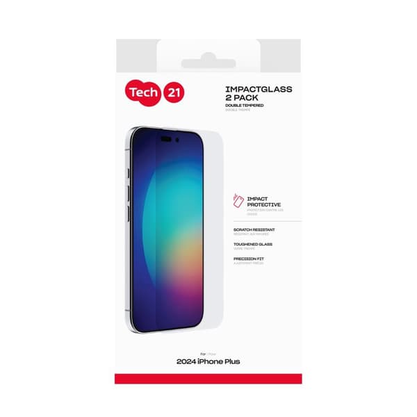 Tech21 Impact Glass 2-pack Extra Strong Apple iPhone 16 Plus