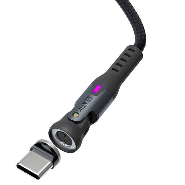 STATIK Kabel 360 Pro Magnetisk Tip USB-C/Lightning/MicroUSB Sort 1m