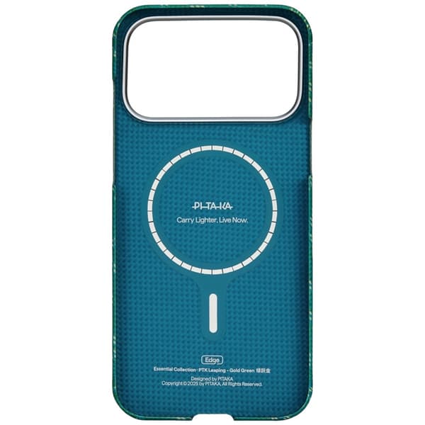PITAKA Mobilskal För iPhone 17 Pro MagSafe Ultra-Slim Monogram- Guld Grön