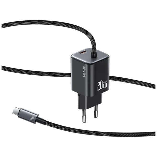 USAMS Hurtigoplader 20W 2xUSB-C GaN Mini JC - Sort