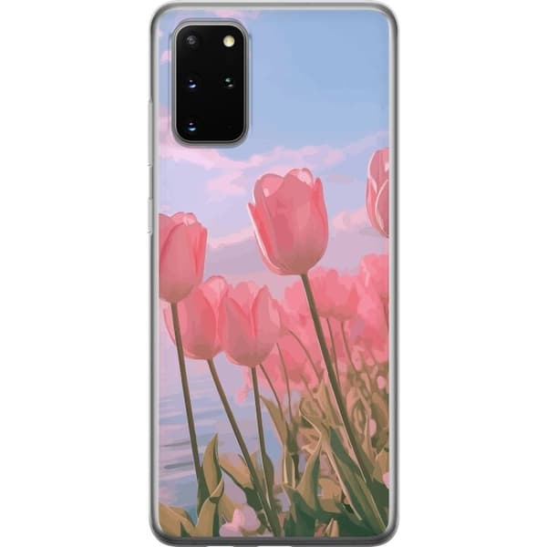 Telefontaske til Samsung Galaxy S20+ med lyserøde tulipaner