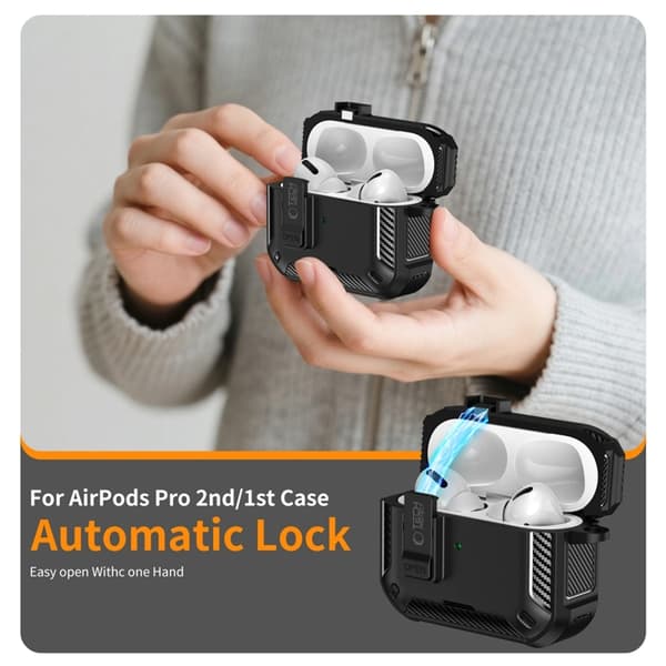 Tech-Protect Apple Airpods Pro 3 Etui Magsafe Carbonox - Sort