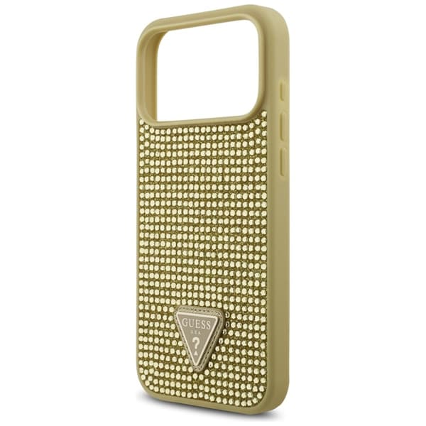 Guess Mobilskal till iPhone 17 Pro Max Rhinestone Triangle Logo - Guld