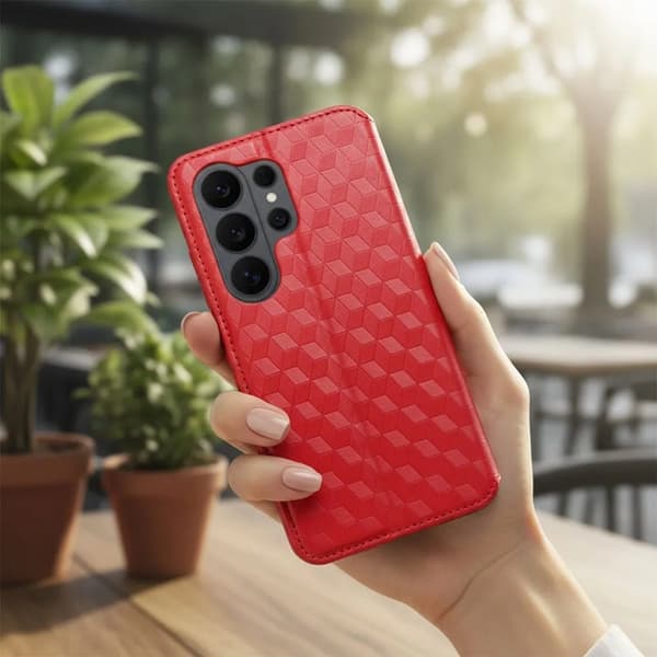 Plånboksfodral För Galaxy S26 Plus Cubic - Röd