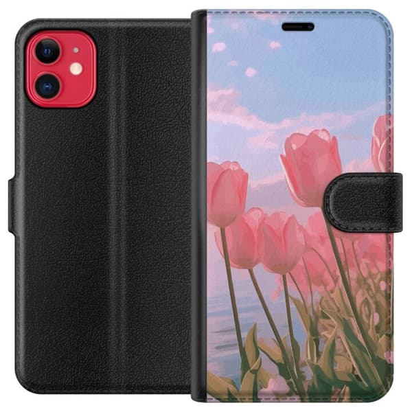 Apple iPhone 11 Pung Taske med Lyserøde Tulipaner
