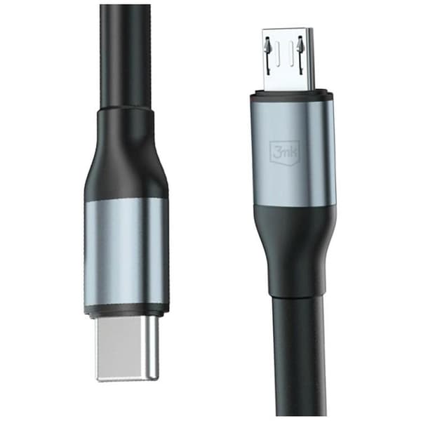 3MK USB-C till Micro-USB 10W Kabel 5V/2A 3m N-SERIES Hyper - Svart