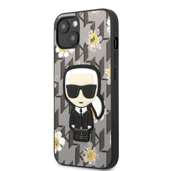 Karl Lagerfeld iPhone 13 mini Etui Blomst Iconic Karl - Grå