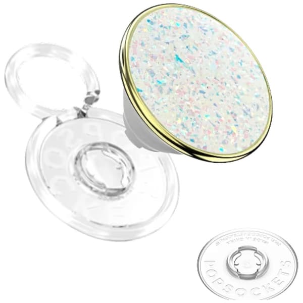 PopSockets PopTop Luxe Enamel Opal Mobilgrip och Stativ - Vit