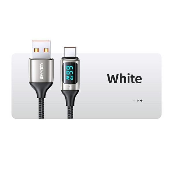 USAMS Flätad kabel U78 USB-C 1,2m LED (US-SJ544) - Vit