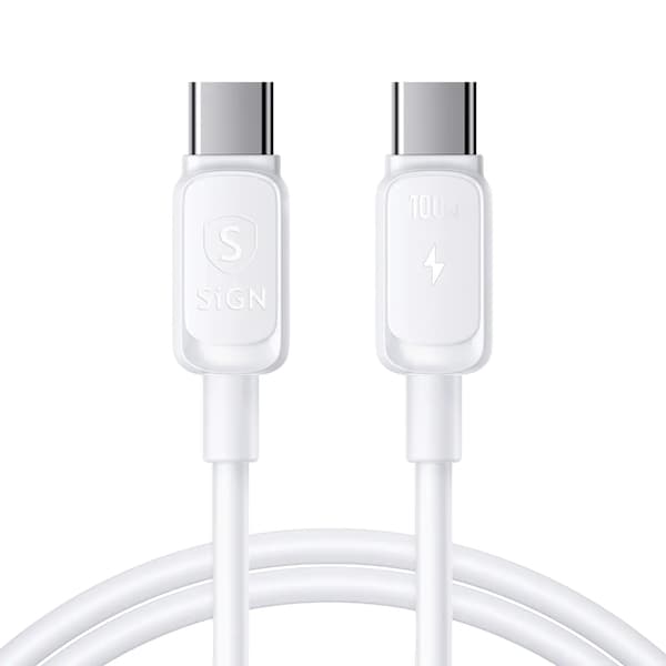 SiGN USB-C til USB-C Kabel 2m 100W - Hvid