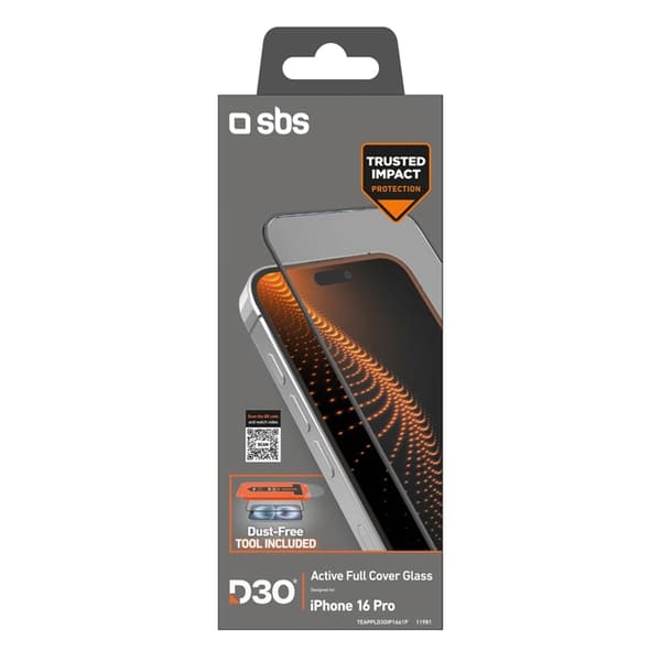 SBS iPhone 16/15/15 Pro Karkaistu lasinen näytönsuoja D30 - Musta