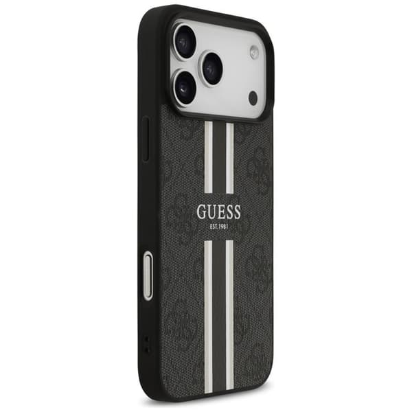 Guess telefontaske til iPhone 17 Pro Max MagSafe 4G trykte striber - sort