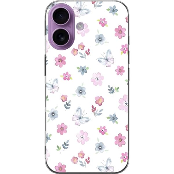 Taske til Apple iPhone 17 med blomster og sommerfugle