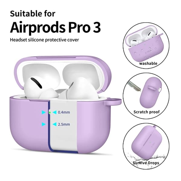 Tech-Protect Apple Airpods Pro 3 -silikonikuori koukulla - Laventeli