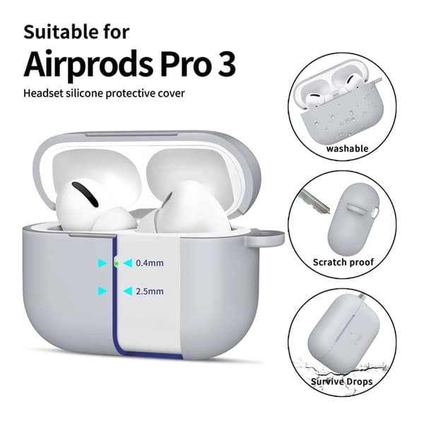Tech-Protect Apple Airpods Pro 3 Etui Silikone Krog - Crayon Grå