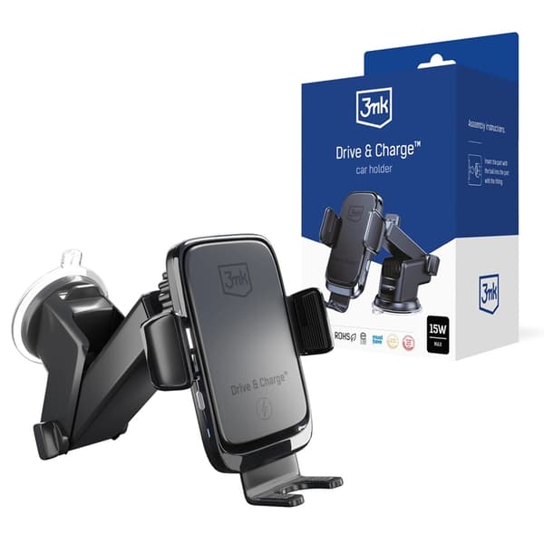 3MK biltelefonholder med induktiv oplader - sort