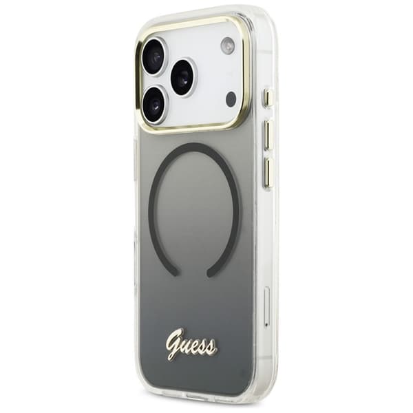 Guess Mobilskal För iPhone 17 Pro MagSafe IML Gradient Script Metal - Svart