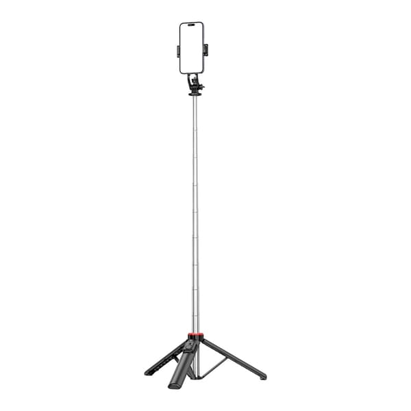 Selfiestick Teleskop Stativ 1.3m Med Mobiltelefonholder - Sort
