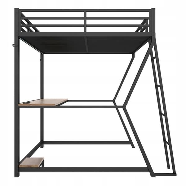 Belyst mezzanin LED og computerbord - 140 x 200 cm - Sort