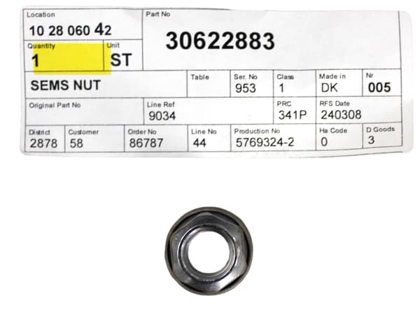 VOLVO original spjällmutter M12x15.3 OE 30622883