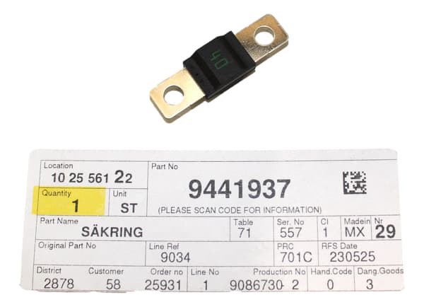 VOLVO originalplåt säkring 40A OE 9441937