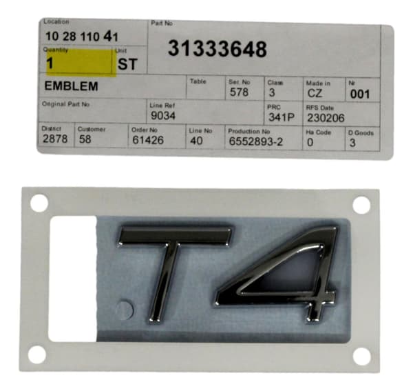 VOLVO S60 V60 XC40 T4 baklucka emblem OE