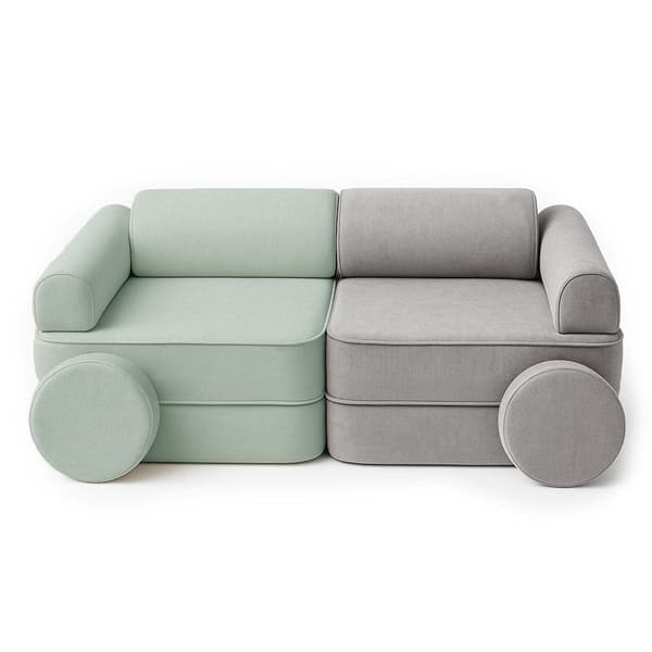 Playsofa Duo – modulär barnsoffa 8 delar, grön/grå – Bees & Blooms