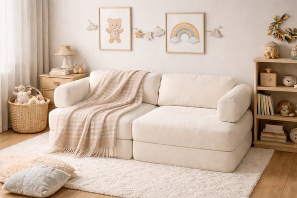 Modulär barnsoffa, 8 delar, beige chenille, 120 cm – Bees & Blooms