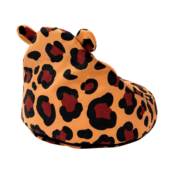 Sittpuff/sitsäck för barn med teddytextil – Leopardmönstrad – Bees & Blooms