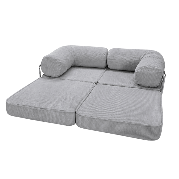 Modulär bäddsoffa 2-i-1 i räfflad sammet, grå, 200x100 cm – SURB
