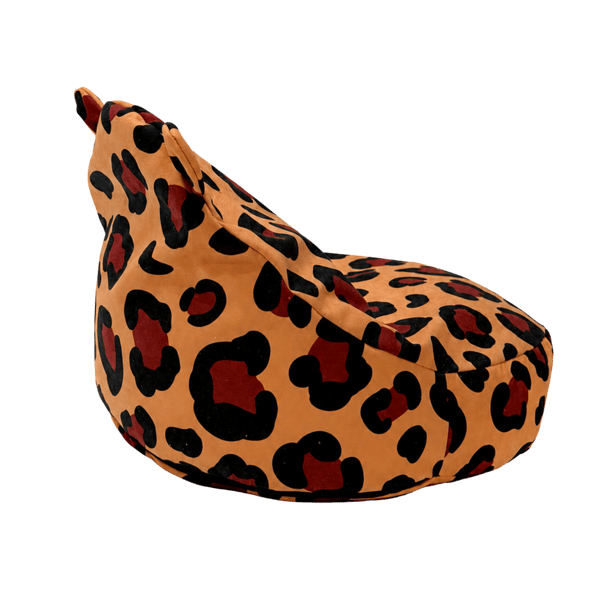 Sittpuff/sitsäck för barn med teddytextil – Leopardmönstrad – Bees & Blooms