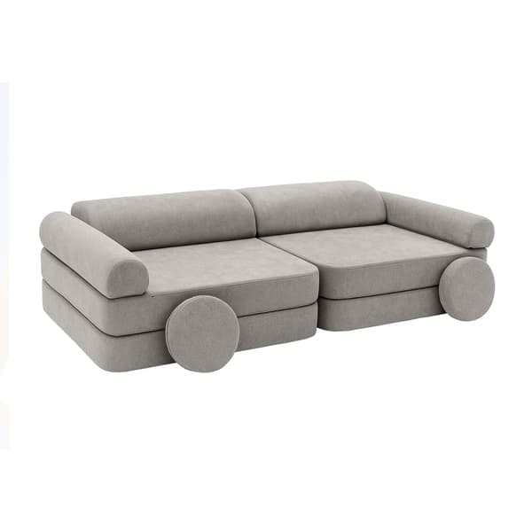 Modulär barnsoffa, 8 delar, grå chenille, 160 cm – Bees & Blooms