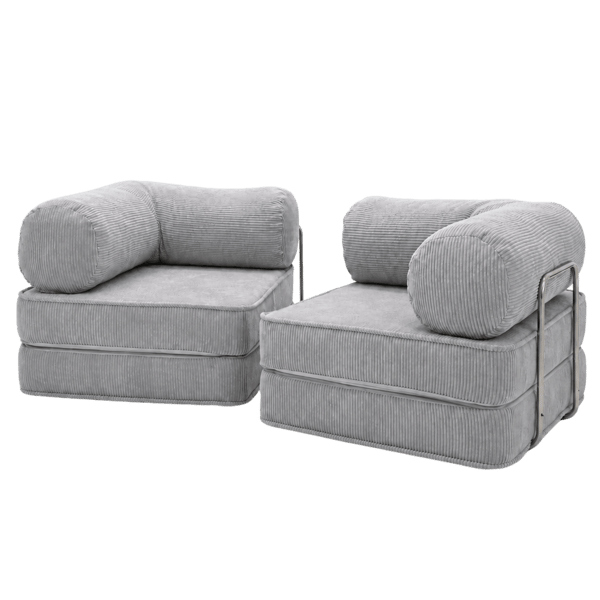 Modulär bäddsoffa 2-i-1 i räfflad sammet, grå, 200x100 cm – SURB