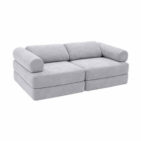 Modulær børnesofa, 8 dele, blå chenille, 120 cm – Bees & Blooms