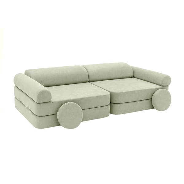 Modulär barnsoffa, 8 delar, grön chenille, 160 cm – Bees & Blooms