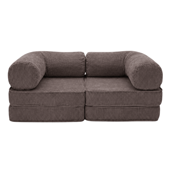 Modulär bäddsoffa 2-i-1 i räfflad sammet, brun, 200x100 cm – SURB