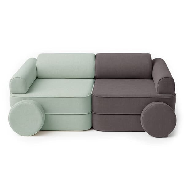 Playsofa Duo – modulær børnesofa 8 dele, grøn/brun – Bees & Blooms