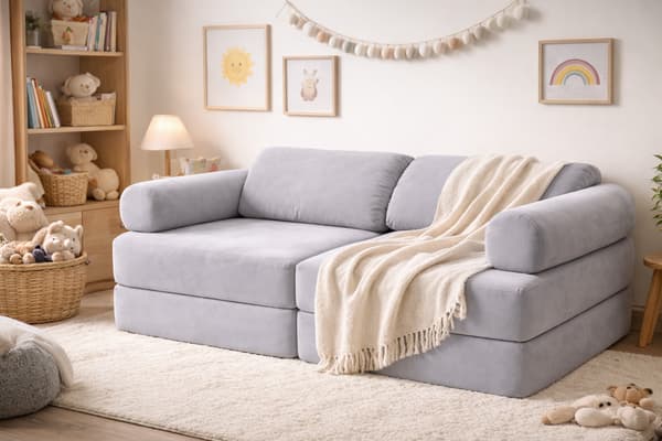 Modulær børnesofa, 8 dele, blå chenille, 120 cm – Bees & Blooms