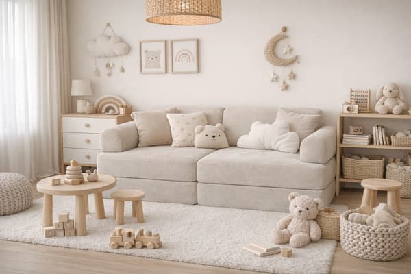 Modulaarinen lastensohva, 8 osaa, harmaa chenille, 120 cm – Bees & Blooms