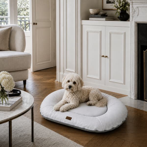 Oval hundeseng sort, 120 x 100 cm – E-Doggy