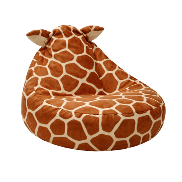 Sittpuff/sitsäck för barn med teddytextil – Giraffmönstrad – Bees & Blooms