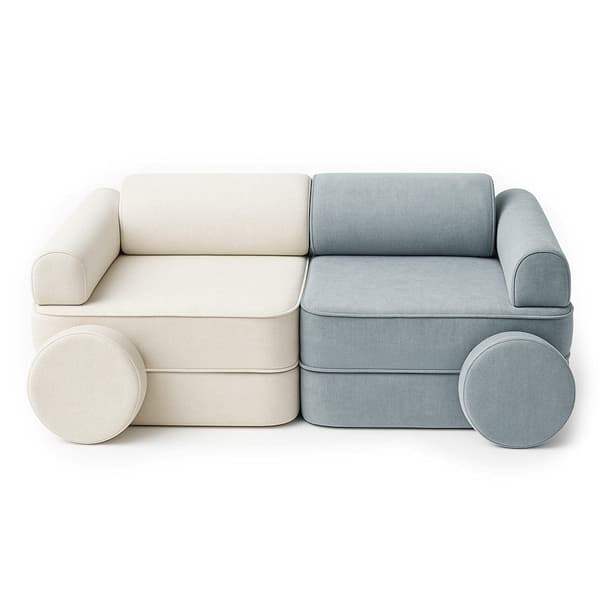 Playsofa Duo – modulär barnsoffa 8 delar, beige/blå – Bees & Blooms
