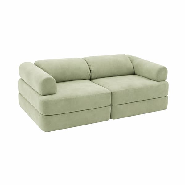 Modulär barnsoffa, 8 delar, grön chenille, 120 cm – Bees & Blooms