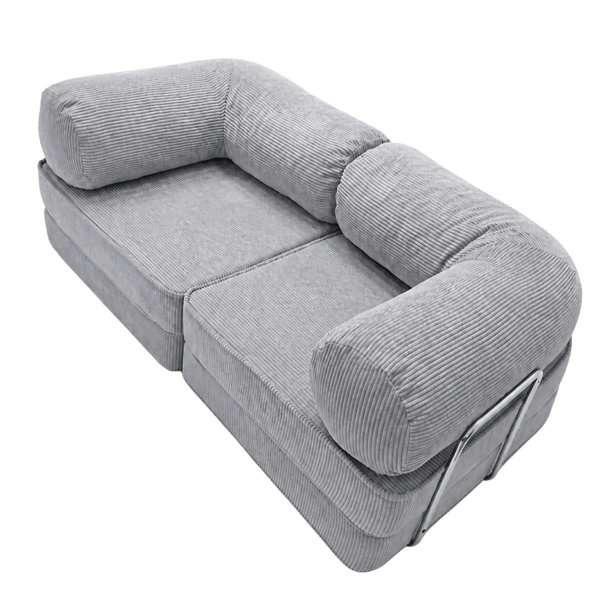 Modulär bäddsoffa 2-i-1 i räfflad sammet, grå, 200x100 cm – SURB