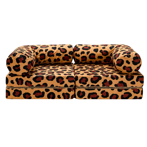 HoneyHug modulär barnsoffa – Leopardmönstrad – Bees & Blooms